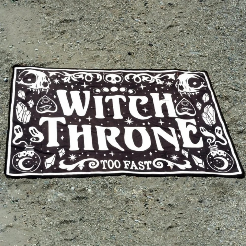 Too Fast ✦ Witch Blanket Towel ✦ Gothic Black Microfiber 72
